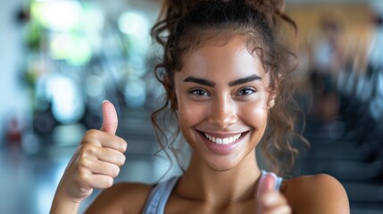 Beautiful Young Woman Giving Thumbs Up