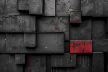 Blocy Background - weathered blocks with a red accent - obrazy, fototapety, plakaty