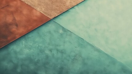 A harmonious geometric intersection of earthy brown tones with a tranquil aqua hue..