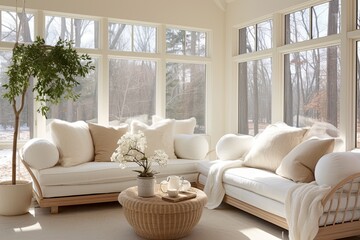 Airy Sunroom Oasis: A Neutral-Hued Haven with Breezy Serenity