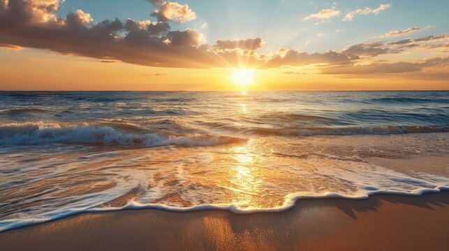 golden sunset and sea landscape