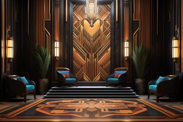 Bold Art Deco Foyer and Hallway Designs: Graphic Prints Galore