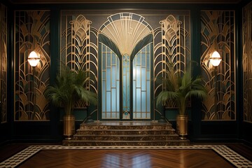 Elegant Art Deco Foyer and Hallway Designs: Period Patterns and Luxurious Wallpaper Selections