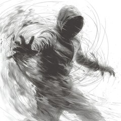 Depict a ball fake with the defender left grasping at air amidst a flurry of motion and deception
