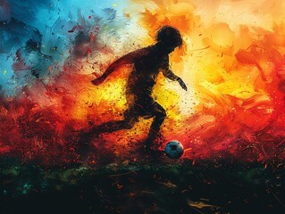 Obraz na płótnie Canvas Depict a dribble handoff with the ball sailing through the air amidst a burst of vibrant colors
