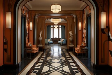 Symmetrical Beauty: Art Deco Foyer and Hallway Designs for a Perfectly Balanced Space