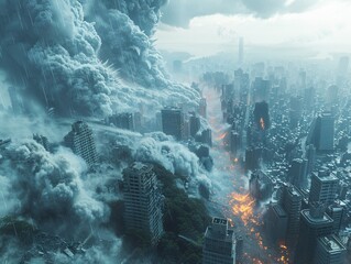 Power of Octane Render in 3D showing a lifelike natural disaster - obrazy, fototapety, plakaty