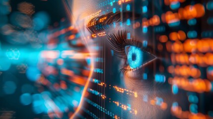 Eye of futuristic and Innovative Imagery AI and Automation use of artificial intelligence and automation in business processes, illustrating efficiency and productivity enhancements