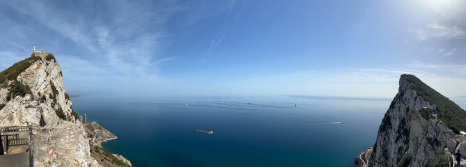 Panorama view from top of the Rock in Gibraltar