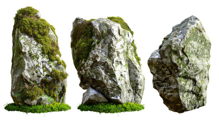 mossy stone isolated on transparent background