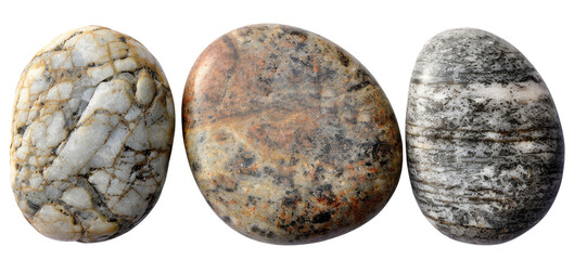 sea pebble stone isolated on transparent background