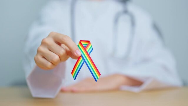 LGBT pride month concept or LGBTQ or LGBTQIA with rainbow ribbon for Lesbian, Gay, Bisexual, Transgender, Queer, Intersex, Asexual, Agender, Non Binary, Two Spirit, Pansexual and Demisexual