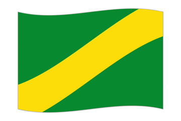 Waving flag of Department of Madre de Dios, administrative division of Peru. Vector illustration.