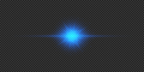 Blue horizontal light effect of lens flares