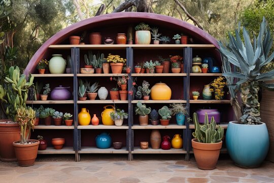 Colorful Ceramic Delights: Boho-Chic Outdoor Oven Kitchen Inspirations