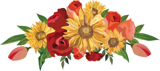 Sunflower illustration on transparent background.
