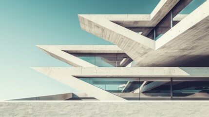 Geometry of modern arhitecture, perspective of modern glass and concrete building.