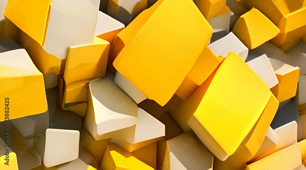 Poster abstract 3d render yellow geometric background with cubes modern animation motion design seamless lo