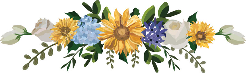 Sunflower illustration on transparent background.

