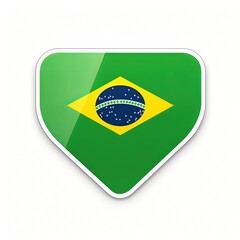 Sticker of Brazil flag on a white background. Concept country, politics, world champion, Olympics, sport, competition, elections, president, banner, nation, symbol, travel, citizenship.
