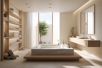 Serene Spa Bath Oasis: Bright Contemporary Concepts with Natural Light