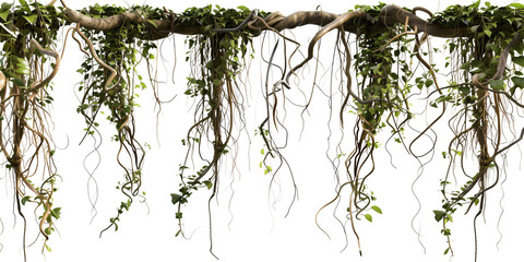 Jungle vines flowing on transparent background