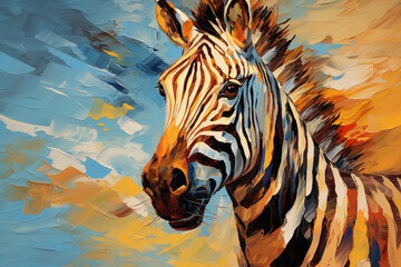 abstract artistic background with a zebra, in oil paint type design
