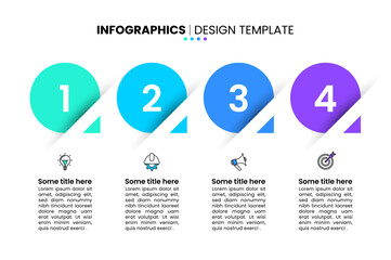 Infographic template. 4 circles with numbers and arrows