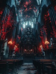 Explore the enigmatic narrative of a demons pilgrimage to a church, where redemption and damnation collide in a mesmerizing display of surreal art, Blender