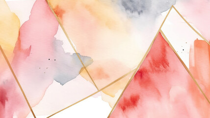Pink watercolor geometric abstract art