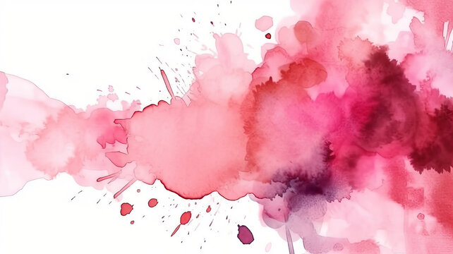 Pink water color abstract background with splashes