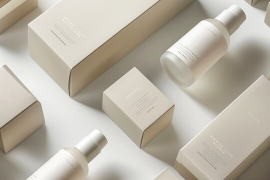 Minimalist skincare line with touch of quiet luxury. Products in line meticulously formulated to deliver effective results. Everyday routine, close-up