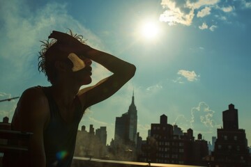 Sun-kissed and sweaty in the city. The struggle with high temperatures during a summer heatwave