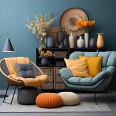 modern light living room with sofa