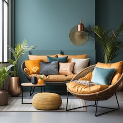modern light living room with sofa