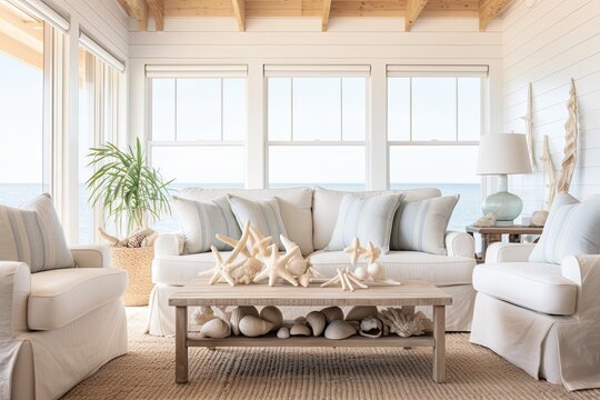 Seashell Splendor: Coastal Farmhouse Living Room Ideas for a Beachy Vibe