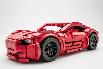 A sportscar made of building blocks.