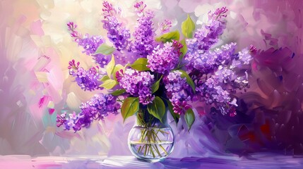 Vase with lilac bouquet