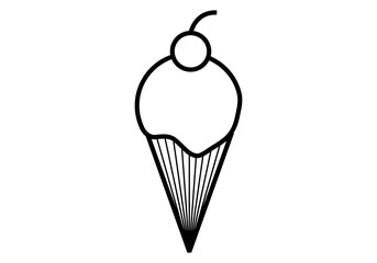 Icono de un helado con guinda en fondo blanco.
