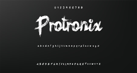 Lettering font isolated on background. Texture alphabet in street art and graffiti style. Grunge and dirty effect.  Vector brush letters.