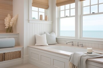 Tranquil Coastal Retreat: Beachy Oasis Bathroom Designs and Serene Coastal Spa Decor