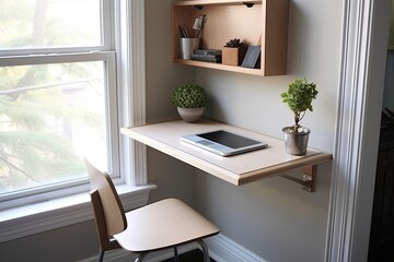 Space-Saving Wall Desk: Compact Urban Home Office & Minimalist Chair Solutions