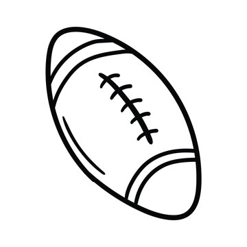 Hand drawn doodle american football ball on white background.