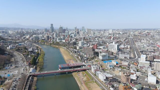 仙台　空撮　景色　広瀬川　06