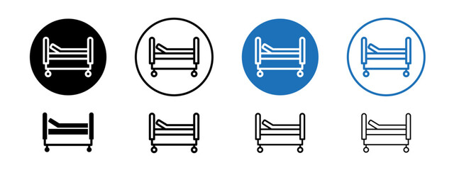 Hospital bed icon in six different style vector, different color filled and without circle and filled