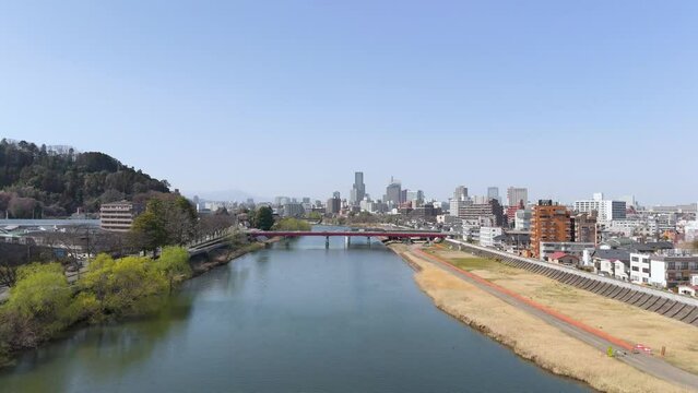仙台　空撮　景色　広瀬川　07