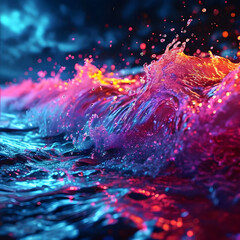 Abstract backgrounds with neon cascades and tube waves - obrazy, fototapety, plakaty
