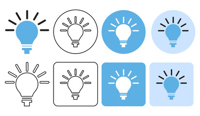 light bulb lamp, idea creative, intelligent, icon symbol flat and line stroke