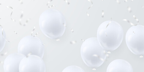 Banner template vector background design beautiful 3d white balloon illustration