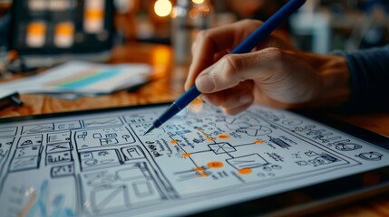 Business hands working on digital table and laptop analyzing network online data and economic growth graph chart, Business innovation technology concept.